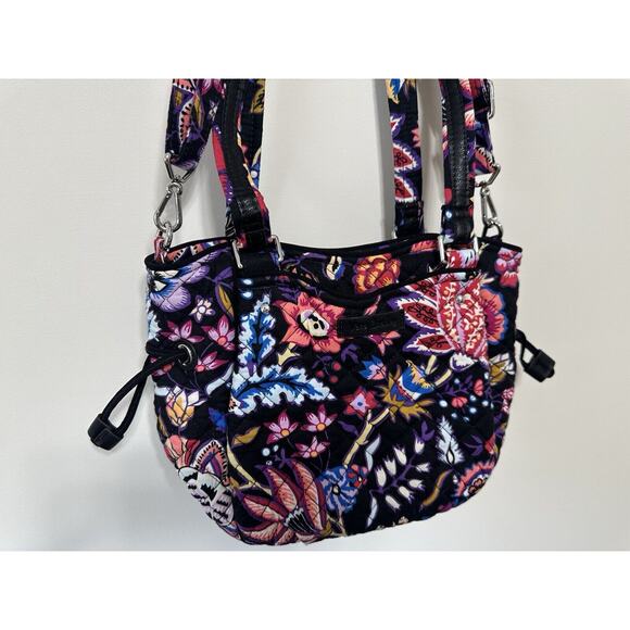 Vera Bradley Iconic Glenna Satchel Purse Retire FOXWOOD Pattern Black - Picture 4 of 8